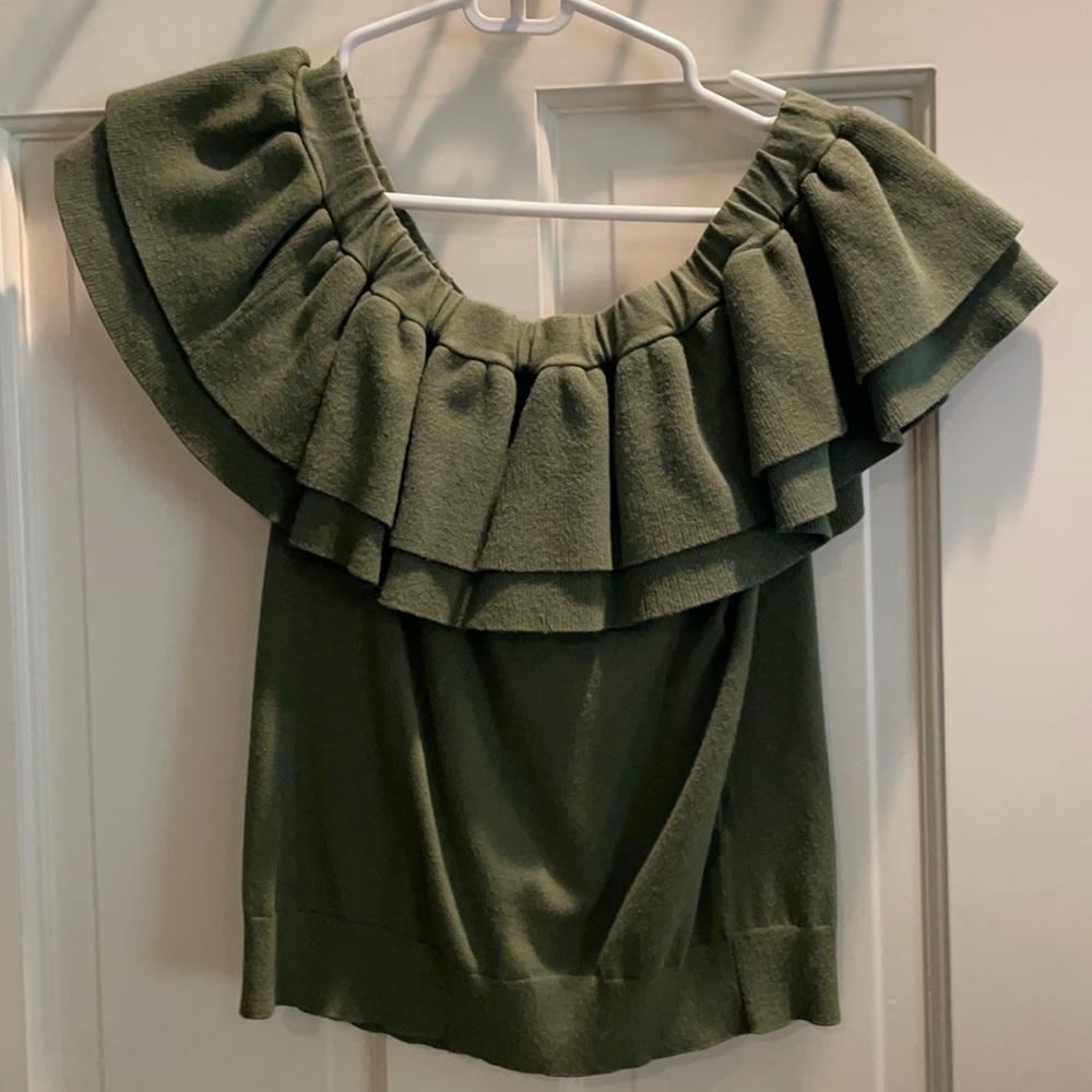 J.Crew olive green off the shoulder top size small